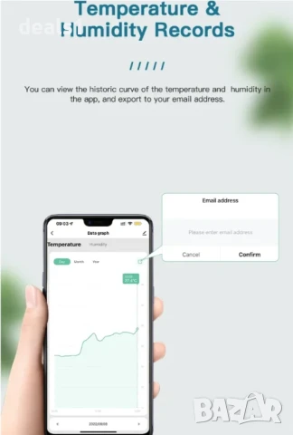 Tuya TH08B WiFi Сензор за температура и влажност Хигрометър и термометър с подсветка , снимка 4 - Друга електроника - 50534019