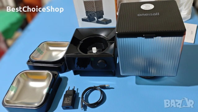 Автоматична хранилка за котки и кучета Oneisall 5L с 2 купи, гласов рекордер, автоматичен дозатор, снимка 10 - За котки - 53842370