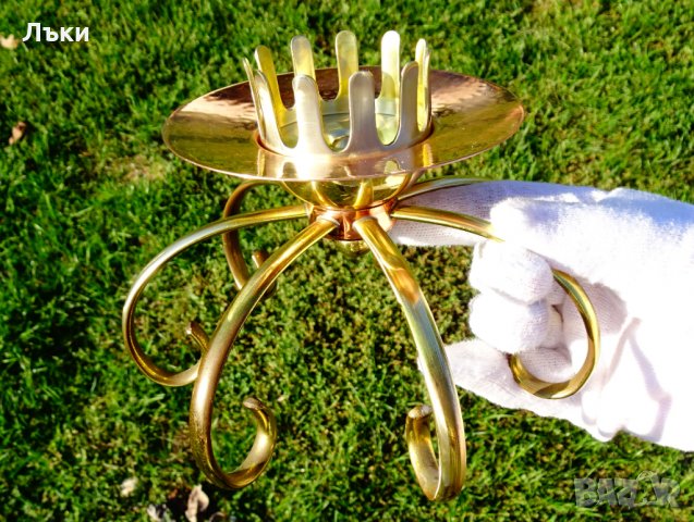 Меден свещник ръчна изработка 360 гр. , снимка 3 - Антикварни и старинни предмети - 34563174