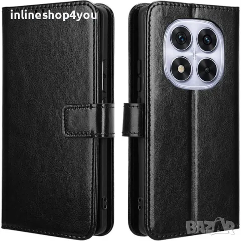 Кожен Калъф Тип Тефтер за Xiaomi Redmi Note 14 Pro /+ / Plus 5G - Черен