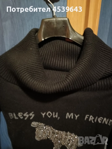 Дамски пуловер с поло яка със слончета, снимка 3 - Блузи с дълъг ръкав и пуловери - 52868072