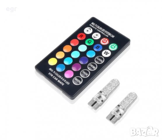 ЛЕД LED  T10 W5W цветни Крушки за габарит, купе, плафон , табели номера, снимка 3 - Аксесоари и консумативи - 35750539