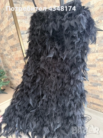 Красива и стилна рокля цялата с пера , снимка 2 - Рокли - 53314849