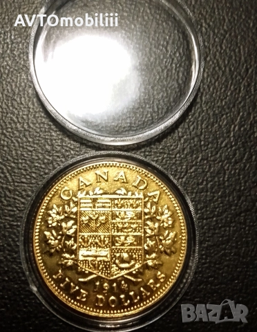 Позлатена монета 5 долара 1914 г в защитна капсула , снимка 5 - Нумизматика и бонистика - 52664973