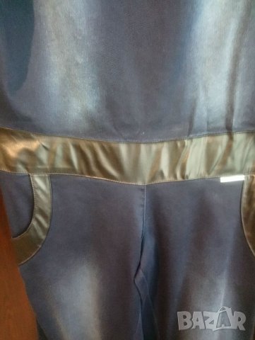 Елегантен дънков гащеризон с кожа 2XL, снимка 6 - Гащеризони - 34110776