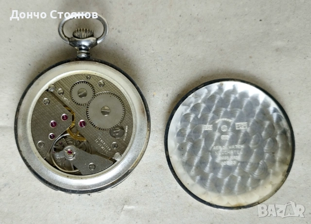 Стар сребърен джобен часовник "Aero Watch Neuchatel" / Swiss Made / 17 Jewels за ремонт или за части, снимка 6 - Джобни - 53651172
