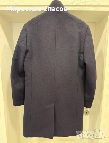 Мъжко палто Zara Man - тъмносиньо, елегантен модел. Рязмер S, снимка 5 - Якета - 52400966