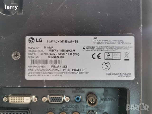Телевизор LG Flatron M198WA-BZ на части, снимка 1 - Монитори - 41816546