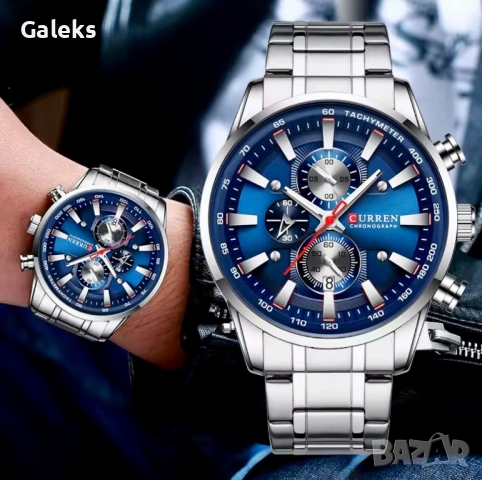 Мъжки, Спортно/Елегантен син хронограф Curren “4•Stills”!, снимка 3 - Мъжки - 53577614