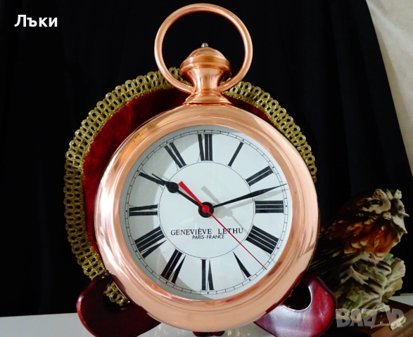Стенен часовник Genevieve Lethu,чиста червена мед. 