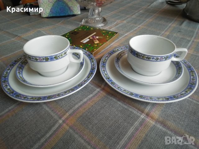 3 бр. троен сет за кафенцето и сладкиша - 10 лв. за сет чинийка+чашка+десертна чиния , снимка 1