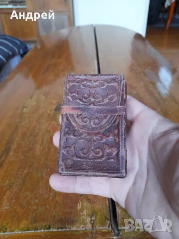 Стара кожена табакера,калъф Респром, снимка 2 - Други ценни предмети - 49222418