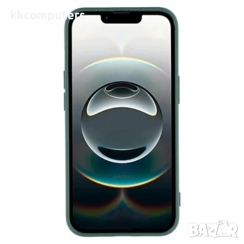 Силиконов кейс iPaky матиран, За iPhone 16e, Тъмнозелен и Протектор, снимка 3 - Калъфи, кейсове - 50744366