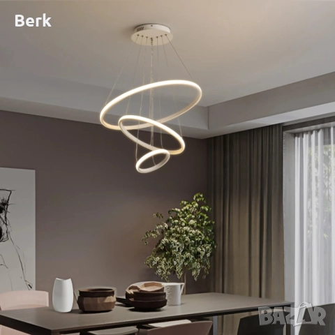 Модерен LED полилей с 3 Ринга 72W/ бял, снимка 2 - Полилеи - 52915665