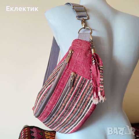 Ръчно шита чанта от винтидж ръчнотъкан конопен плат, снимка 5 - Чанти - 41947176