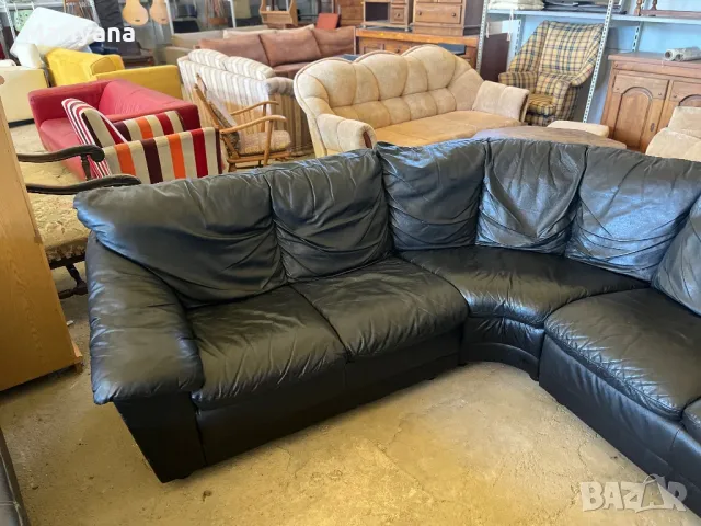 Ъглов / Прав диван - Естествена кожа , снимка 4 - Дивани и мека мебел - 50065311
