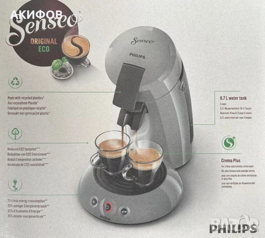 ПРОМОЦИЯ-Еспресо кафемашина Philips Senseo Original Eco, снимка 4 - Кафемашини - 50600496