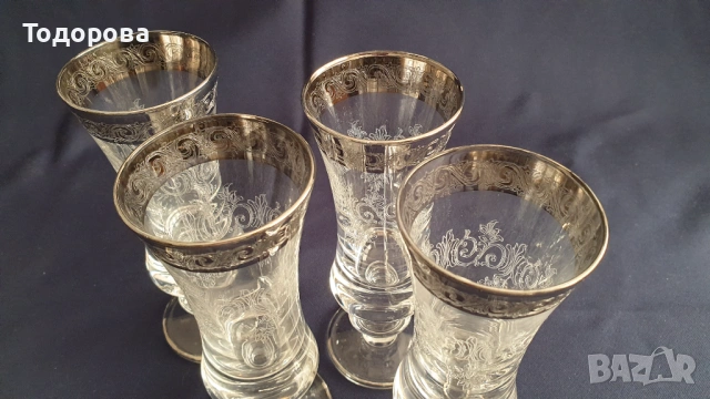 Кристални чаши за шампанско Murano Medici - 4 броя, снимка 3 - Сервизи - 53660134