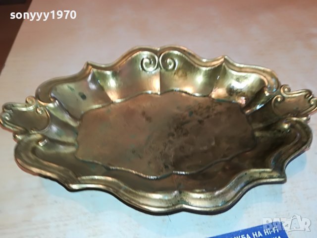 ЧИНИЯ ОТ ФРАНЦИЯ-21Х15СМ-МЕД/МЕСИНГ МАСИВНА 2003231100, снимка 3 - Антикварни и старинни предмети - 40066403