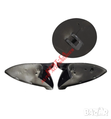 Капаци за огледала със щипки черен пиано лак Batman Style подходящи за Volkswagen Golf Mk7 2013-2019, снимка 5 - Аксесоари и консумативи - 52926624