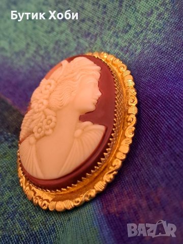 Винтидж брошка/клипс за шал ,,камея,,, снимка 4 - Антикварни и старинни предмети - 41147021