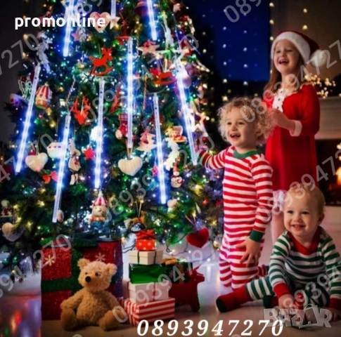 Лед Висулки Падащ Сняг 8Бр. х48см. 3м. Кабел Лампички за Коледна Украса, снимка 9 - Градински мебели, декорация  - 52232904