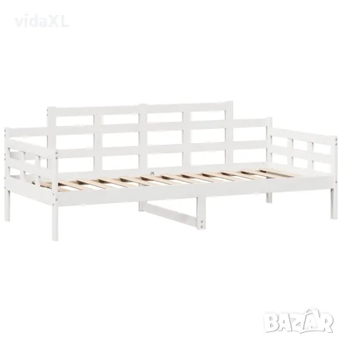 vidaXL Легло с чекмеджета, без матрак, бяло, 90x200 см, масивно дърво, снимка 7 - Спални и легла - 56146955