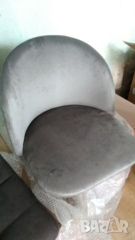 Сив стол / комплект от два трапезни стола / столове с мека седалка и облегалка C-UDC073GY, снимка 6 - Столове - 33460707