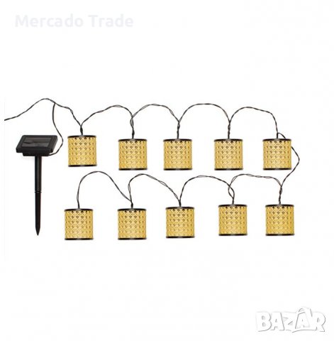 Декоративен гирлянд Mercado Trade, Соларни лампи, Ратанови фенери, 10 бр, снимка 2 - Декорация за дома - 39692614
