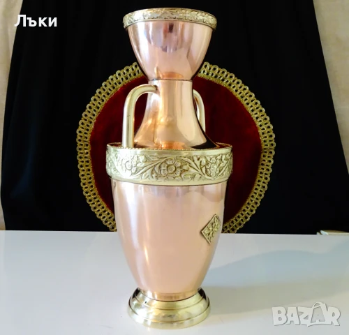 Приказна медна кана,медна ваза шедьовър,бронзов обков. , снимка 10 - Антикварни и старинни предмети - 50703599