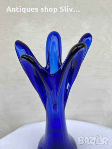 Красива арт ваза от кобалтово стъкло №1067, снимка 2 - Антикварни и старинни предмети - 34667251