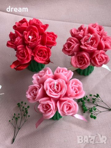 Ръчно изработени ароматни свещи”Букет от рози”, снимка 6 - Декорация за дома - 39399099