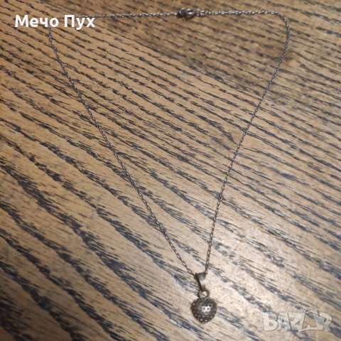 Сребърен синджир със сърце (171), снимка 2 - Колиета, медальони, синджири - 41888513