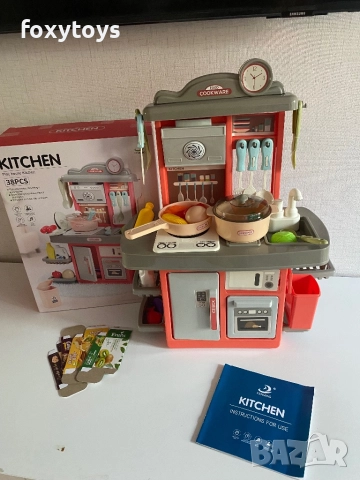 Малка кухня с мивка с течаща вода - 46 см. - розова или синя, снимка 2 - Образователни игри - 51699993