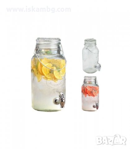СТЪКЛЕН РЕТРО БУРКАН ЗА НАПИТКИ С КАНЕЛКА - код 2 литра, снимка 2 - Други стоки за дома - 33976778
