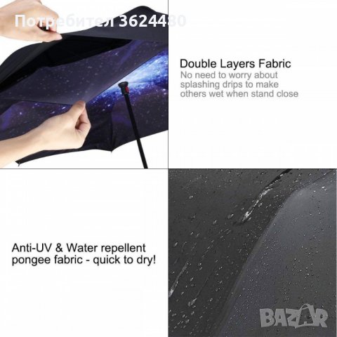 Чадър с обратно затваряне и отваряне, снимка 5 - Други стоки за дома - 39955904