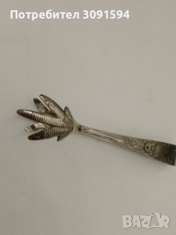  Арт деко винтидж щипки за кубчета лед или захар, посребрена, снимка 8 - Антикварни и старинни предмети - 41688324