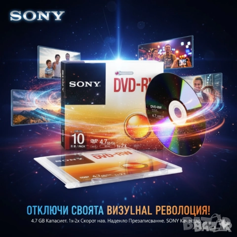 Нови Sony AccuCORE DVD-RW 4.7GB 102min (1x-2x) - последна бройка, снимка 2 - Чанти, стативи, аксесоари - 50414935