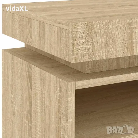 vidaXL Нощно шкафче с LED осветление, дъб сонома, 40x39x48,5 см, снимка 9 - Шкафове - 56148109