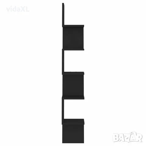 vidaXL Стенен ъглов рафт, черен, 20x20x127,5 см, инженерно дърво, снимка 5 - Ракли - 56147781