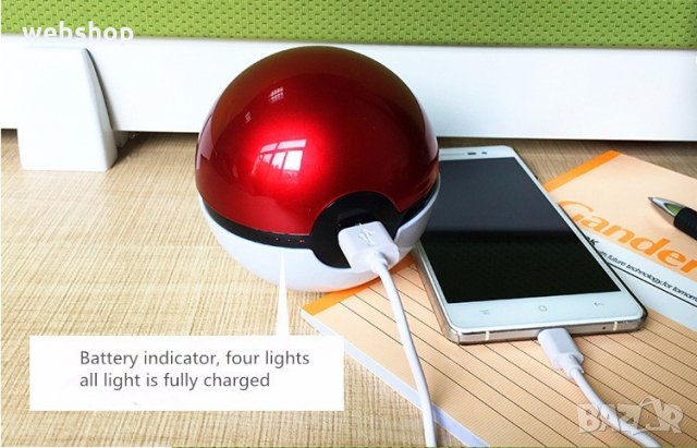 ПРЕНОСИМО ЗАРЯДНО РОWЕR ВАNK 12000MAH ВЪВ ФОРМАТА НА ПОКЕБОЛА pokeball, снимка 2 - Външни батерии - 35770344