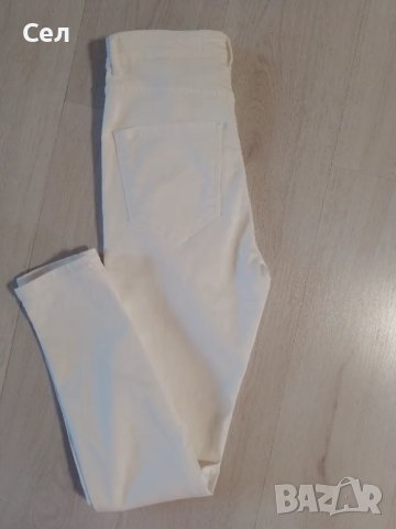 Бели вталени дънки с висока талия Zara M