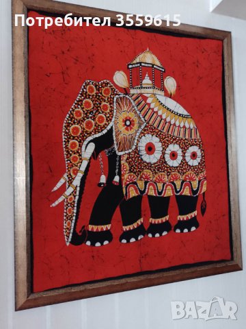 картина Слон от Шри Ланка 94 см х 82 см , снимка 2 - Картини - 39063899