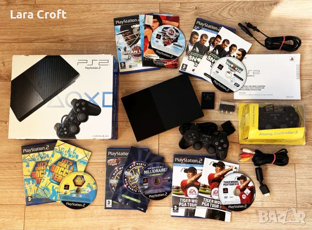 PlayStation 2 Slim модел 90004 с кутия, 5 игри и два джойстика