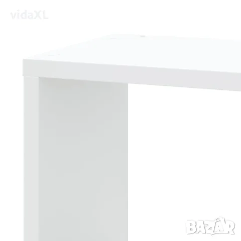 vidaXL Стенен ъглов рафт, бял, 45x45x147 см, инженерно дърво, снимка 7 - Етажерки - 56148295