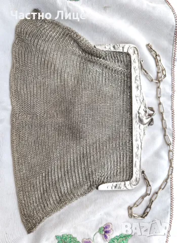 Прекрасна Старинна Италианска Сребърна Дамска Чантичка с Лебеди, Края на 19 век