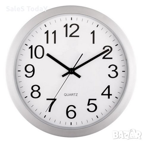 Стенен часовник, черни цифри, с батерии, 30*4 см. , снимка 2 - Стенни часовници - 35799534