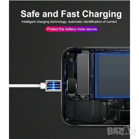 Micro USB кабел 1TECH JYS-003M, 5A, 1 м, USB-A, за зареждане и данни, бял, снимка 10 - USB кабели - 56314340