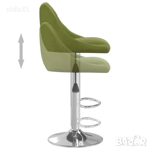 vidaXL Бар табуретки, 2 бр, светлозелени, кадифе, снимка 7 - Столове - 56147132