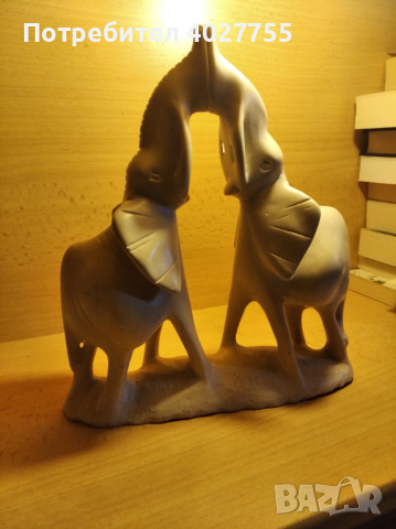 Слончета от камък. Бонус малка фигура ин и ян от камък